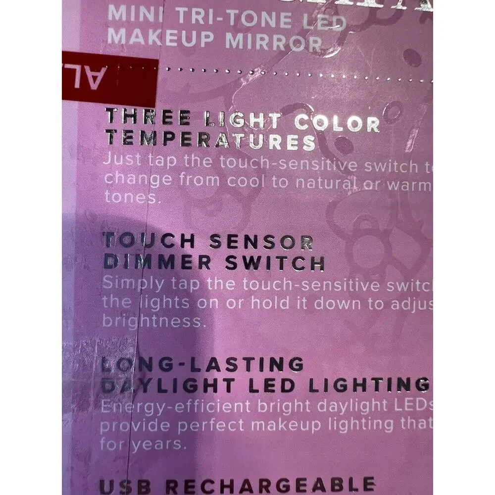 IMPRESSIONS HELLO KITTY TOUCH PAD MINI TRI-TONE LED MAKEUP MIRROR NEW